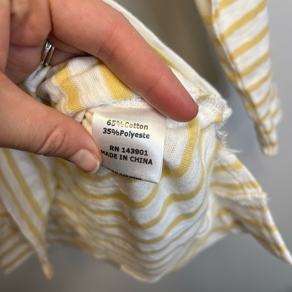 Coco+Carmen Yellow & White Striped Drawstring Hooded Tunic Shirt Sz S/M - Picture 3 of 8